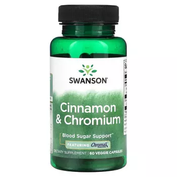 Swanson, Корица и хром, 60 растительных капсул