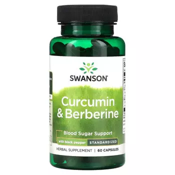 Swanson, Куркумин и берберин с черным перцем, 60 капсул