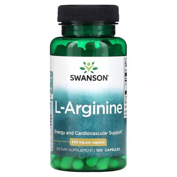 Swanson, L-аргинин, 500 мг, 100 капсул