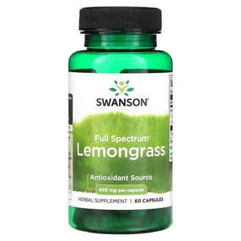 Swanson, Лемонграсс полного спектра, 400 мг, 60 капсул