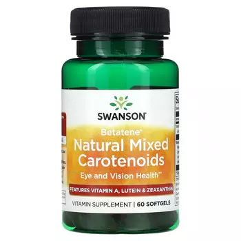 Swanson, Натуральные смешанные каротиноиды бетатен, 60 мягких таблеток