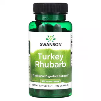 Swanson, Ревень индейки, 500 мг, 100 капсул
