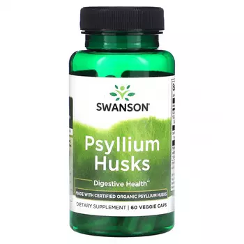 Swanson, Шелуха семян подорожника, 60 вегетарианских капсул