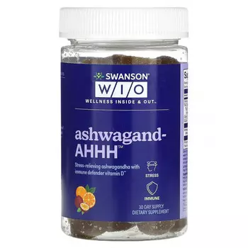 Swanson WIO, АшвагандAHHH, маракуйя и апельсин, 60 жевательных таблеток