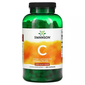 Swanson, витамин С с плодами шиповника, 1000 мг, 250 капсул
