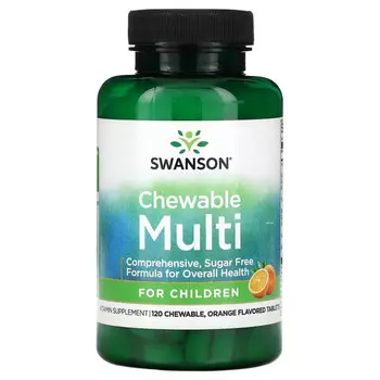 Swanson, Жевательные мультивитамины для детей, апельсин, 120 жевательных таблеток