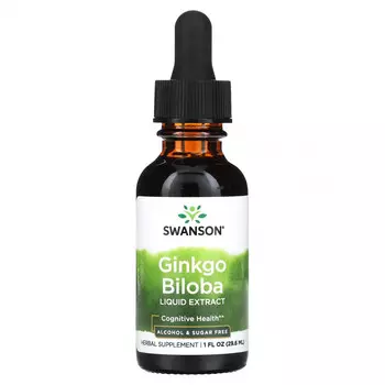 Swanson, Жидкий экстракт гинкго билоба, без спирта и сахара, 29,6 мл (1 жидк. Унция)