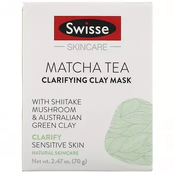 Swisse, Skincare, чай матча, очищающая глиняная маска, 70 г (2,47 унции)