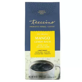 Teeccino, Prebiotic Herbal Coffee, мелисса с манго и лимоном, легкая обжарка, без кофеина, 284 г (10 унций)