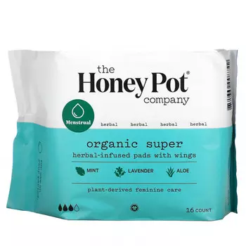 The Honey Pot Company, Органические прокладки с крыльями на травах, 16 шт.