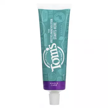 Tom's of Maine, Whole Care, Natural Anticavity Toothpaste with Fluoride, Peppermint, 4.0 oz (113 g)