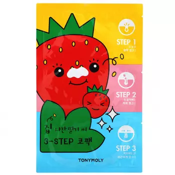 Tony Moly, Runaway Strawberry Seeds, 3-ступенчатая упаковка для носа, 1 набор