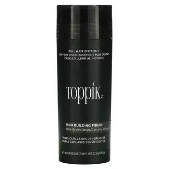 Toppik, Hair Building Fibers, загуститель для волос, оттенок темно-коричневый, 27,5 г (0,97 унции)
