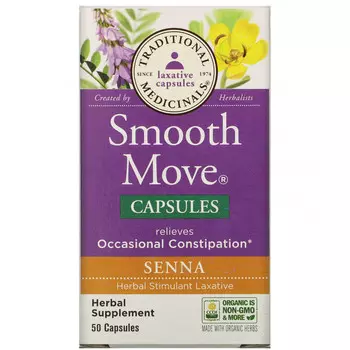 Traditional Medicinals, Smooth Move Capsules, сенна, 50 капсул