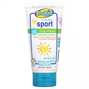 TruKid, Sunny Days Sport, солнцезащитное средство, SPF 30, без запаха, 100 мл (3,4 жидк. Унции)