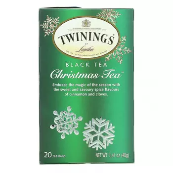 Twinings, Christmas Tea, черный чай, 20 чайных пакетиков, 40 г (1,41 унции)