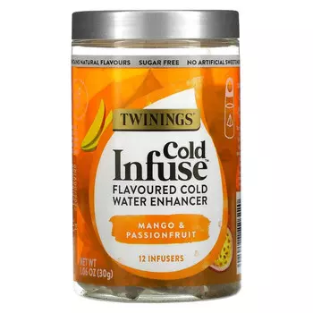 Twinings, Cold Infuse, ароматизатор для холодной воды, манго и маракуйя, 12 шт., 30 г (1,06 унции)