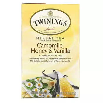 Twinings, травяной чай, ромашка, мед и ваниль, без кофеина, 20 чайных пакетиков в индивидуальной упаковке, 32 г (1,13 унции)