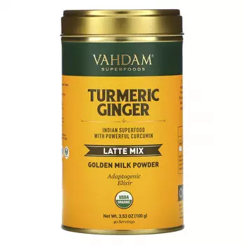Vahdam Teas, смесь для латте, куркума и имбирь, 100 г (3,53 унции)