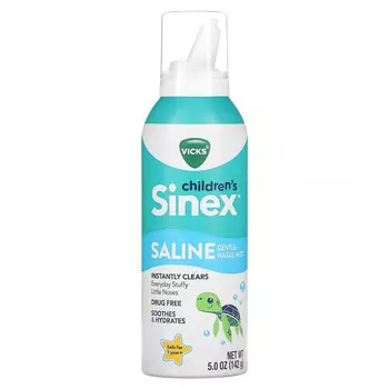Vicks, Children's Sinex, спрей для носа с солевым раствором, от 1 года, 142 г (5 унций)