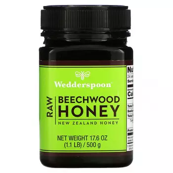 Wedderspoon, Необработанный, буковый мед, 500 г (17,6 унции)