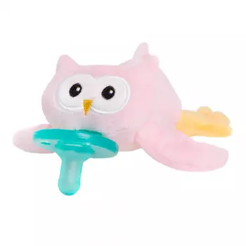 WubbaNub, Соска для младенцев, для детей 0–6 месяцев, Pink Owl, 1 соска