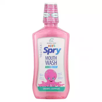 Xlear, Kid's Spry, детское средство для полоскания рта, поддерживает зубную эмаль, не содержит спирт, натуральная жевательная резинка, 473 мл (16 жидких унций)