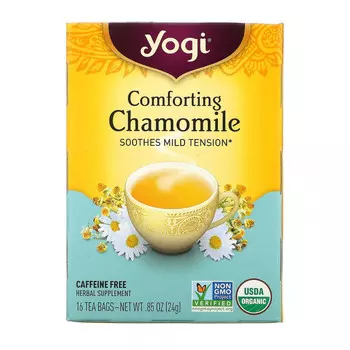 Yogi Tea, успокаивающая ромашка, без кофеина, 16 чайных пакетиков, 24 г (0,85 унции)