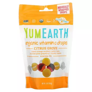YumEarth, Органические леденцы с витамином С Citrus Grove, 93,5 г (3,3 унции)