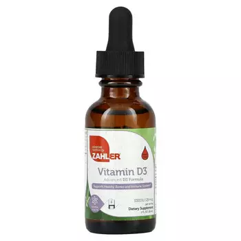 Zahler, витамин D3, улучшенная формула D3, 1000 МЕ, 30 мл (1 жидк. унция)