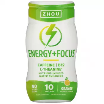 Zhou Nutrition, Energy + Focus, водный усилитель с питательными веществами, апельсин, 50 мл (1,69 жидк. Унции)