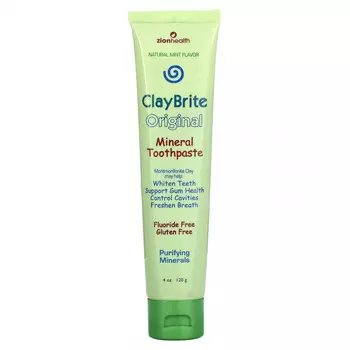 Zion Health, ClayBrite Original, минеральная зубная паста, натуральная мята, 120 г (4 унции)