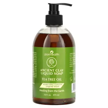 Zion Health, Жидкое мыло с древней глиной, масло чайного дерева, 473 мл (16 жидк. Унций)