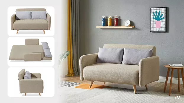 Диван-кровать iModern Cardiff, бежевый/лаванда меланж