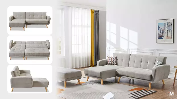 Диван-кровать iModern Christy угловой (левый), серо-бежевый