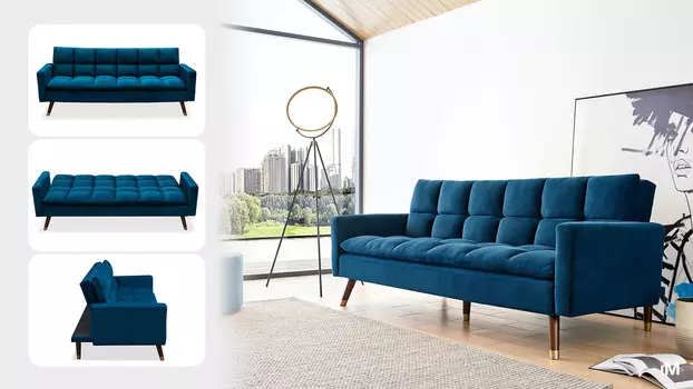 Диван-кровать iModern Felicity, темно-синий/орех