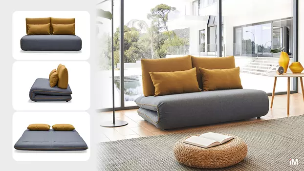 Диван-кровать iModern Justin-2, темно-серый/желтый