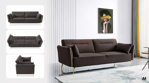 Диван-кровать Liverpool, коричневый/золото