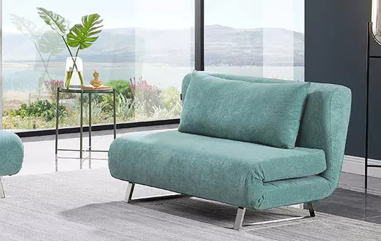 Диван-кровать iModern Rosy 2-х местный, бирюзовый/хром