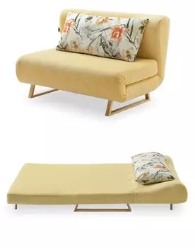 Диван-кровать Rosy 2-х местный, желтый/цветочный принт