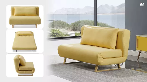 Диван-кровать iModern Rosy 2-х местный, желтый/без принта