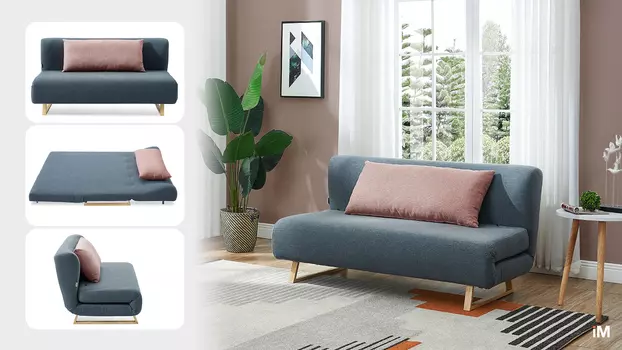 Диван-кровать iModern Rosy 3-х местный, синий/коралловый