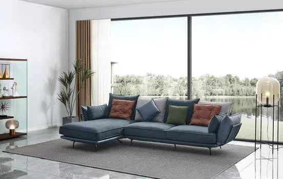 Диван iModern Oregon угловой левый, синий/серый