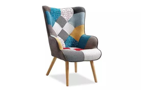 Кресло iModern Hygge, пэчворк/натуральный