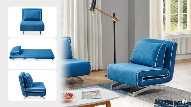 Кресло-кровать Denny, лазурный/хром