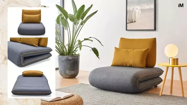 Кресло-кровать Justin-1, темно-серый/желтый