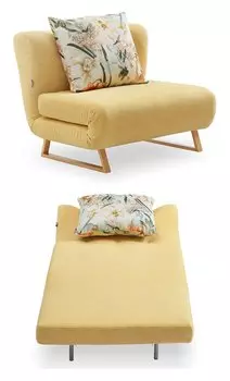 Кресло-кровать Rosy, желтый/цветочный принт
