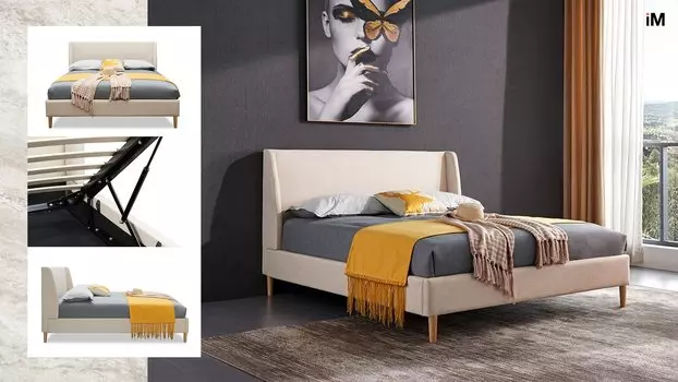 Кровать Carrera 140x200 (с подъемным механизмом), бежевый