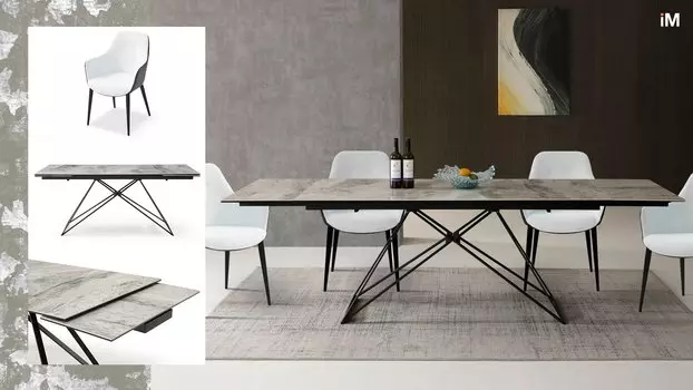 Стол iModern Cross + 4 стула Rosamund