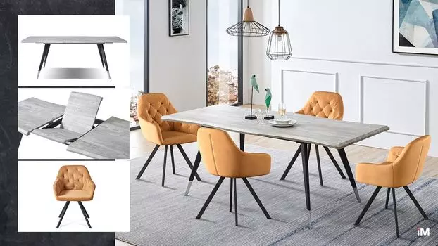 Стол iModern Dusseldorf + 4 стула Glenn